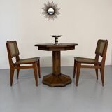 Ancienne table en bois de bistrot années 40/50 vintage finition laiton