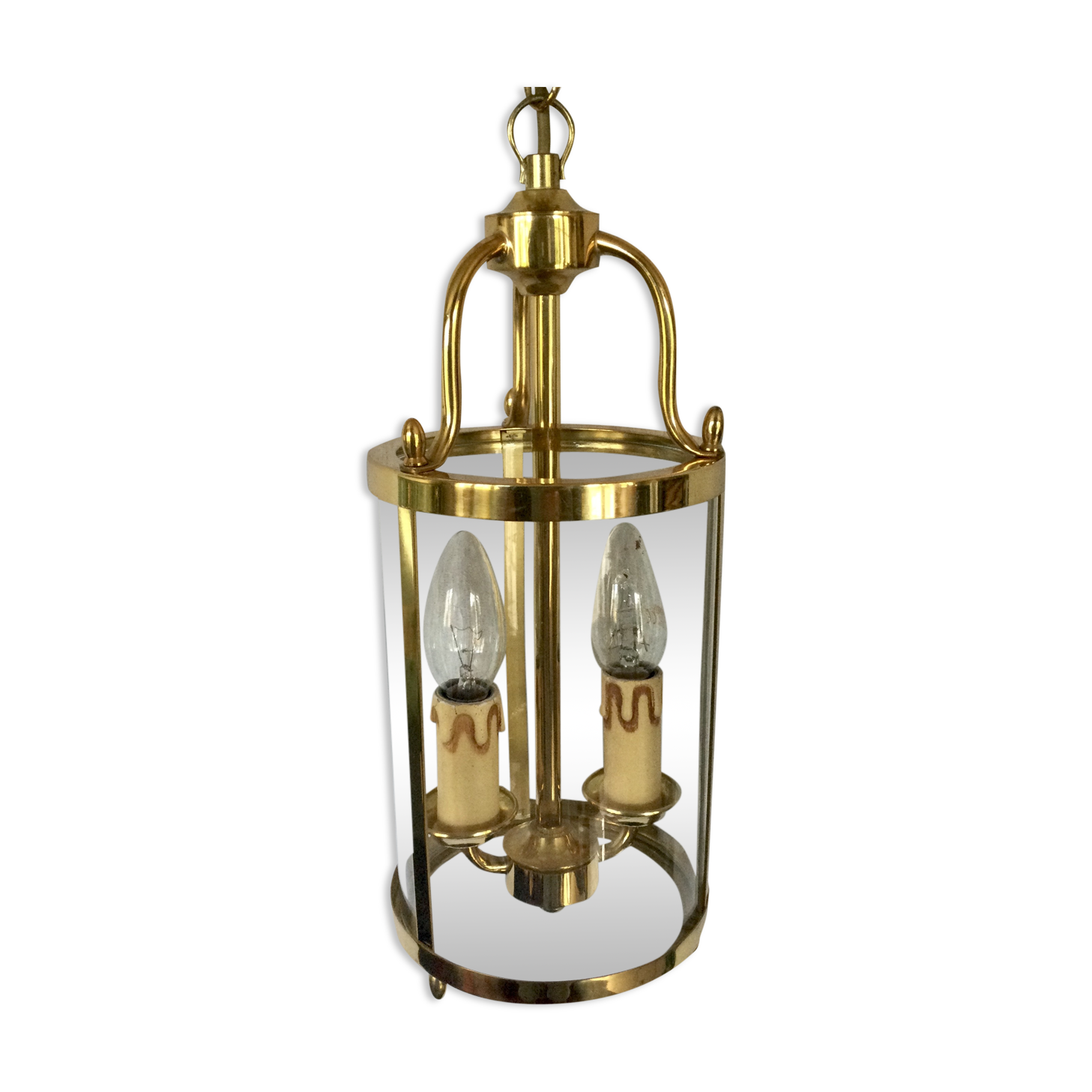 Lantern 2 lights bronze and brass
