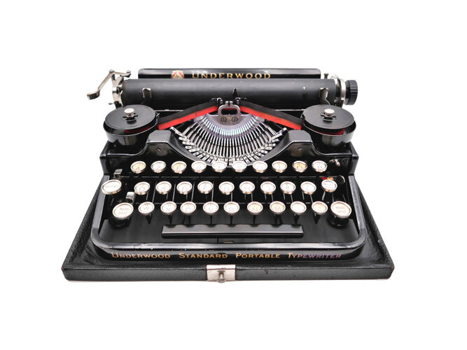 Machine à écrire Underwood portable 3 bank noire révisée ruban neuf 1925