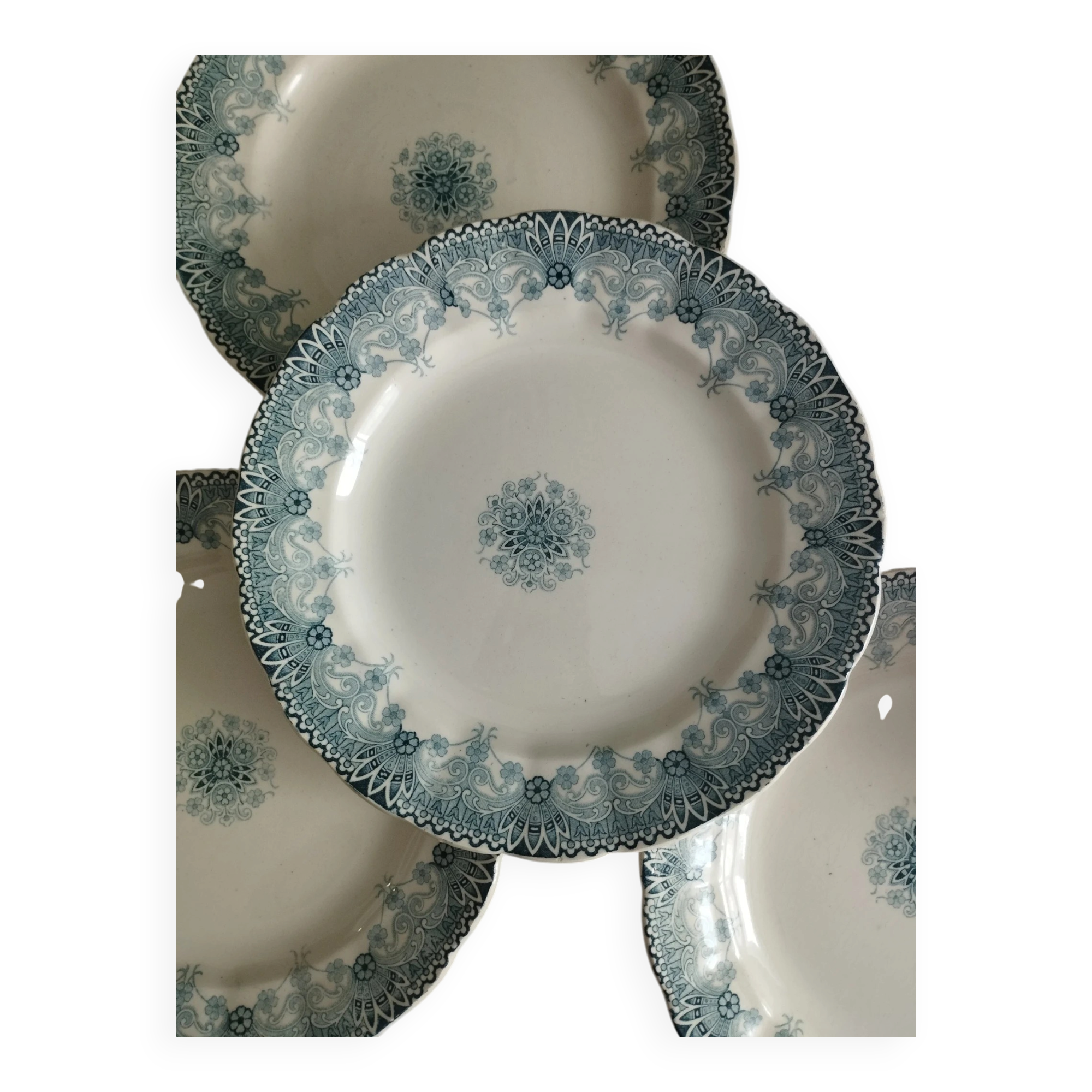6 flat plates in earthenware from HB Choisy-le-Roi "Henriette"