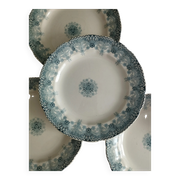6 assiettes plates en faïence terre de fer HB Choisy-le-Roi « Henriette »