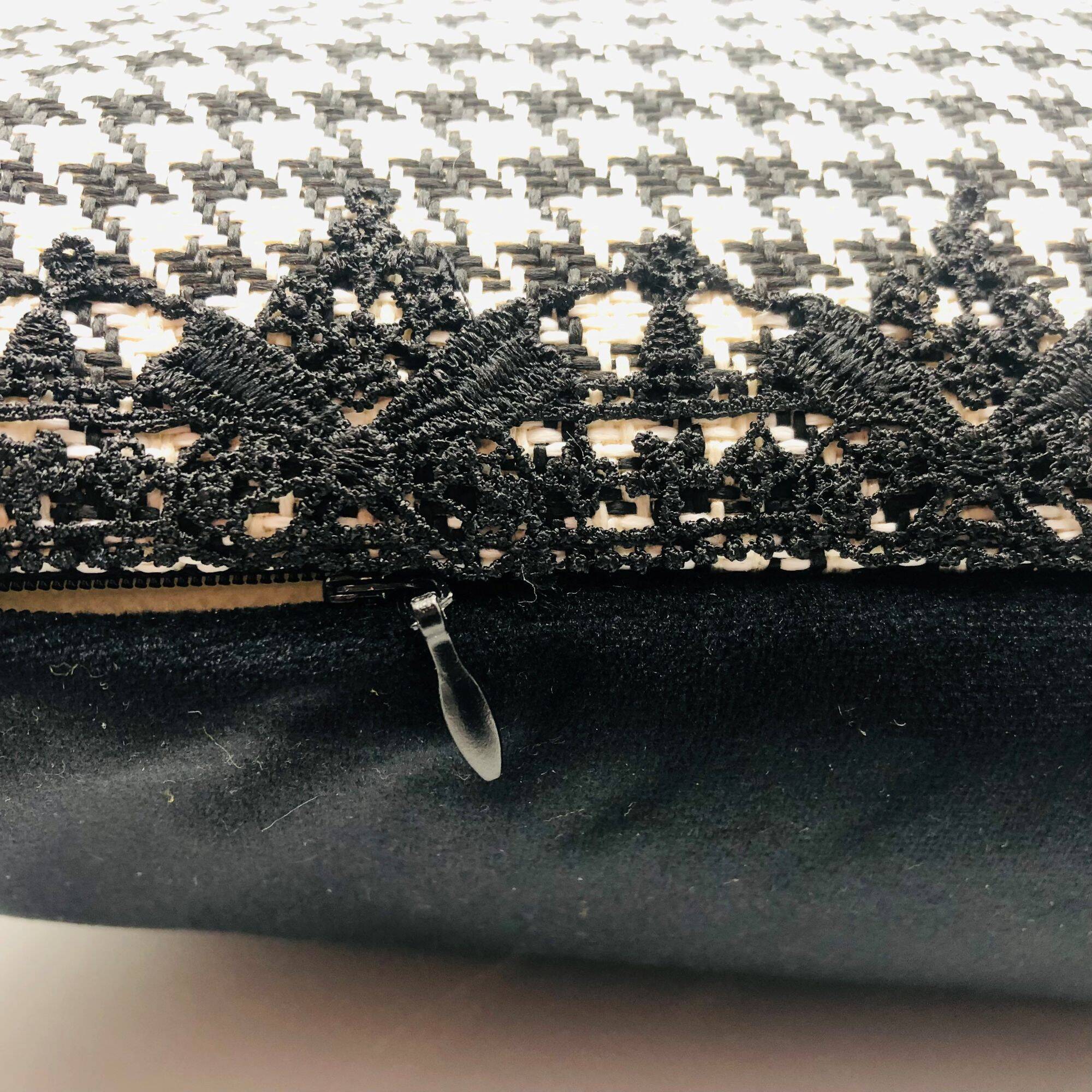 Rectangular cushion, cover and insert, black and white. Alexandra model