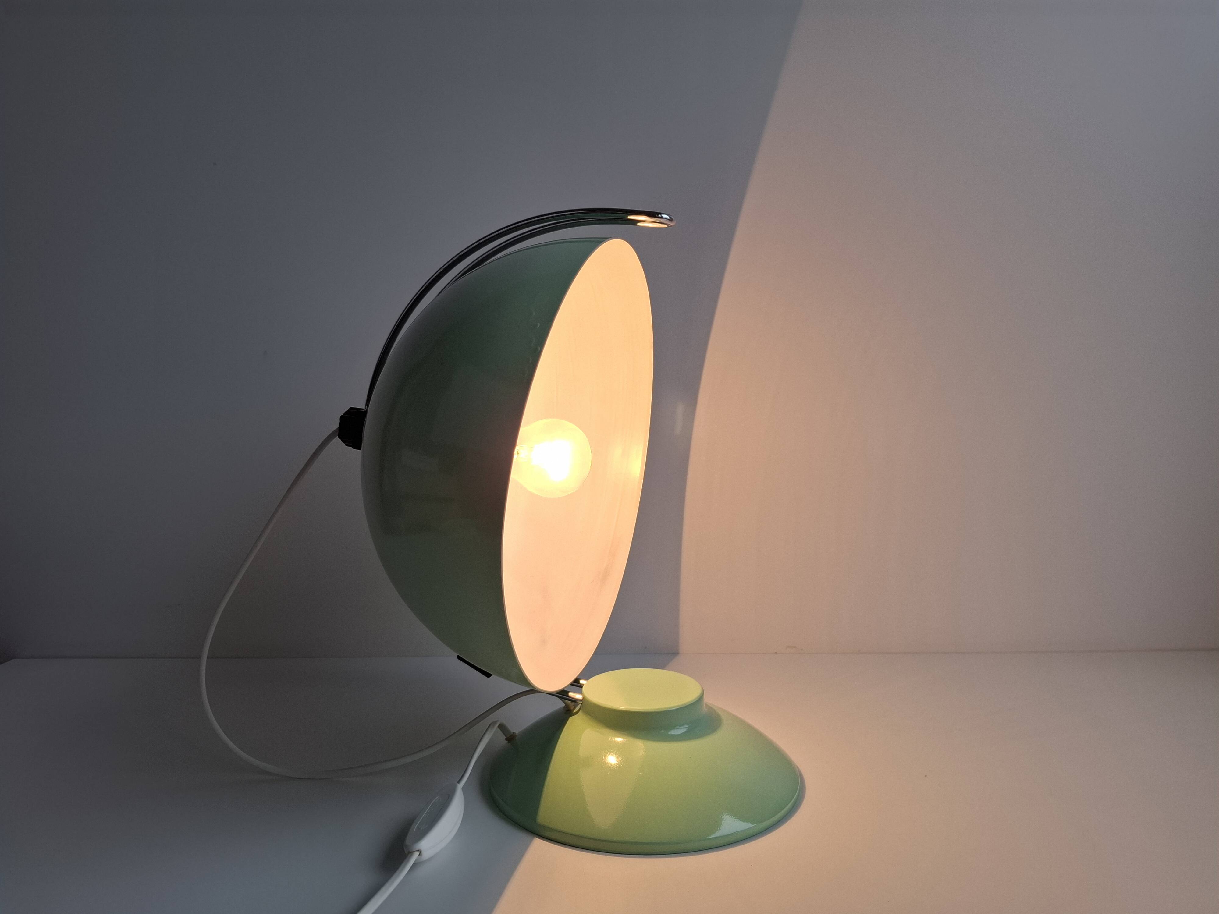 Mid-Century Mint Green Czech Desk Lamp with Chrome and Adjustable Shade