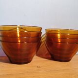Series of 8 70's amber bowls