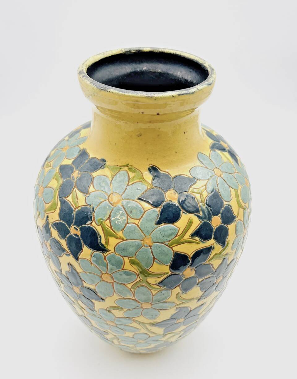 Glazed Savoyard pottery vase – floral decoration
