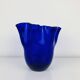 Vintage cobalt blue glass handkerchief vase