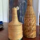 Trio de bouteilles vintage corde et osier