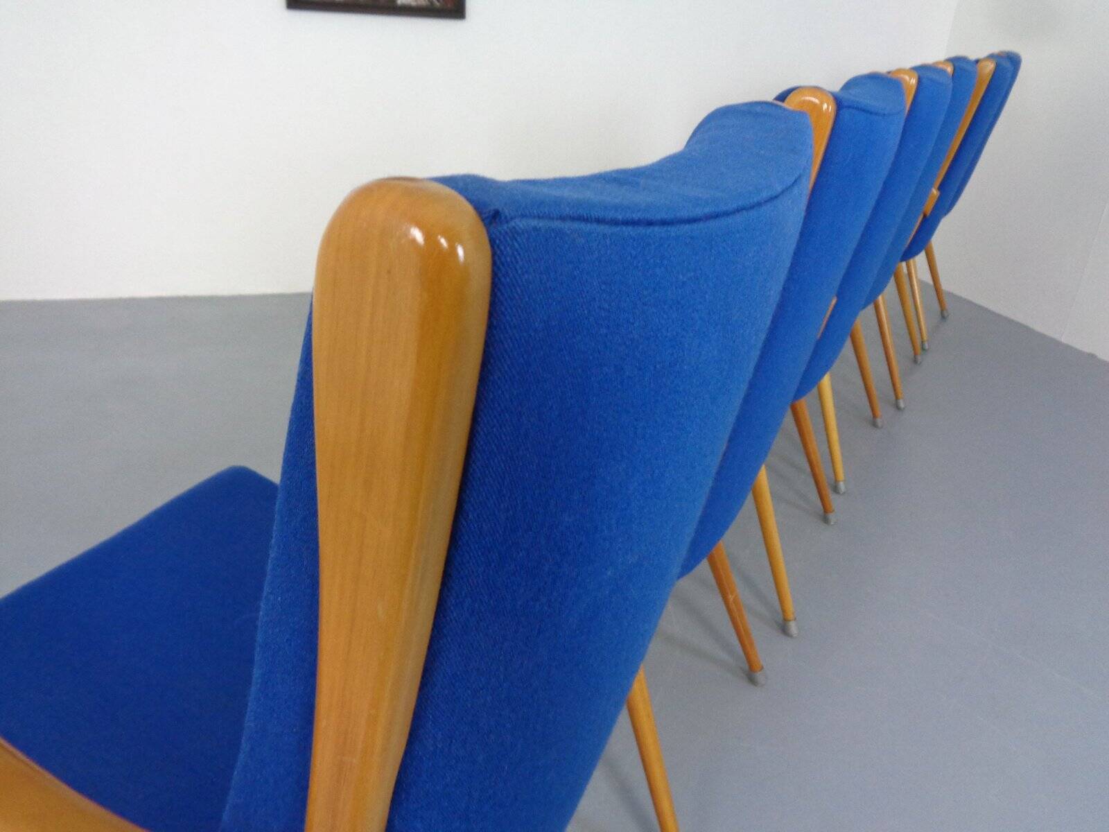 Mid-Century German Boomerang Armchairs in Cherrywood, Set of 6
