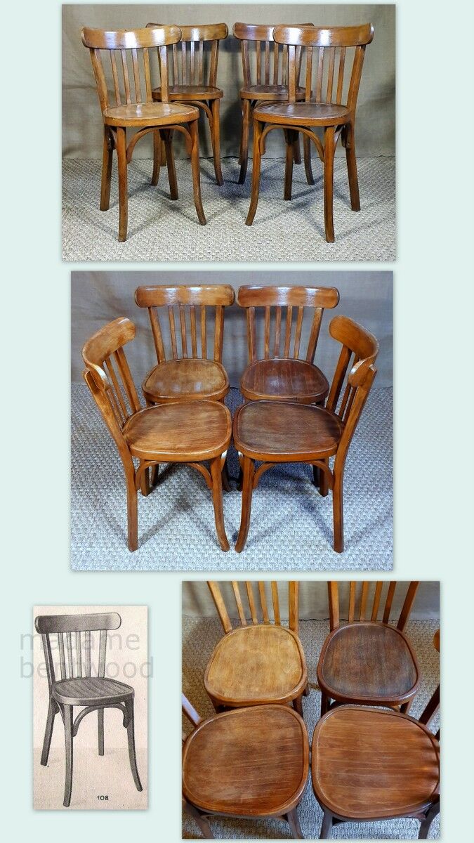 Set 4 chairs Baumann No.108 50s