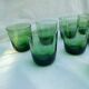 Vintage glasses in slightly bulled green glass