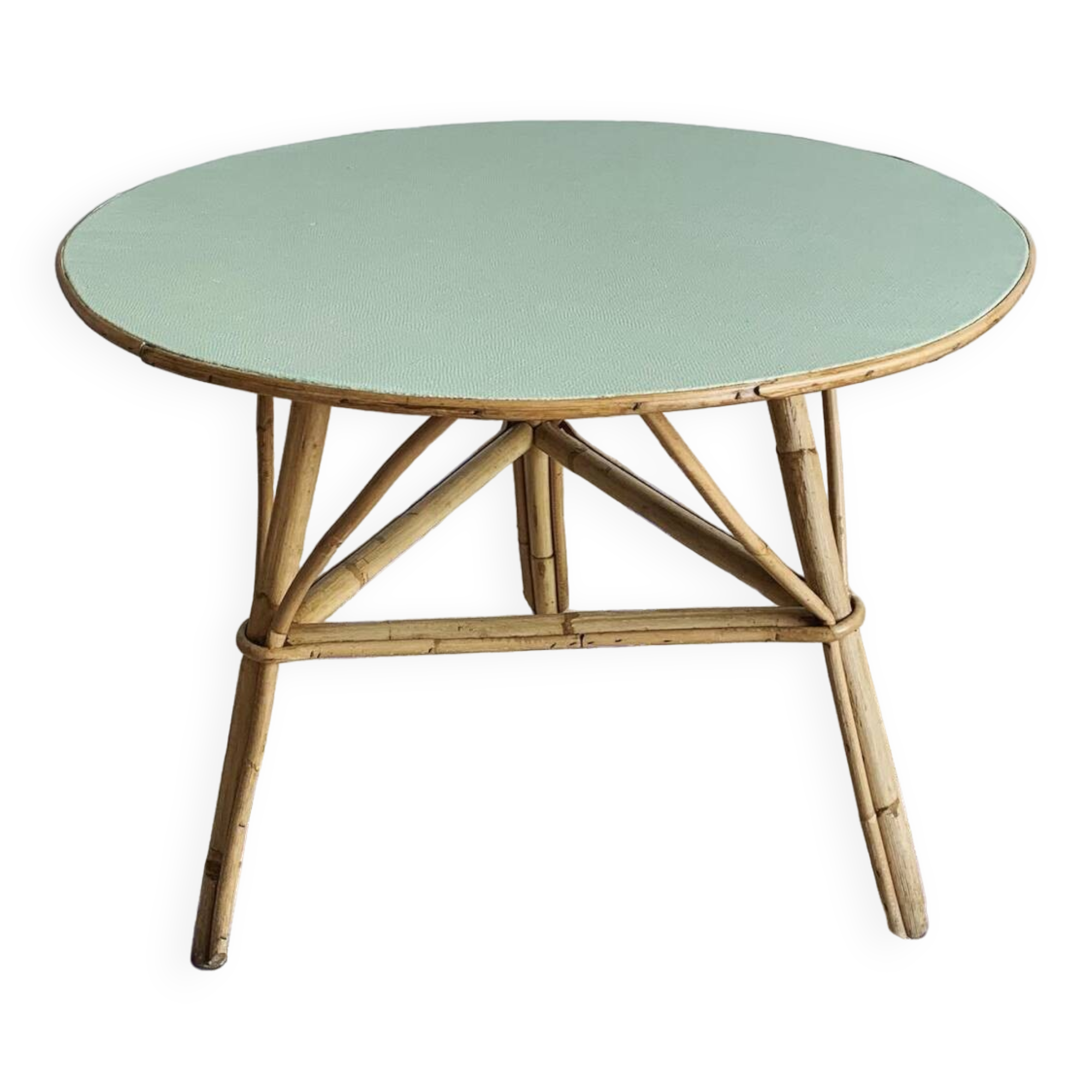 Revamped vintage rattan coffee table