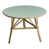 Table basse vintage en rotin relookée