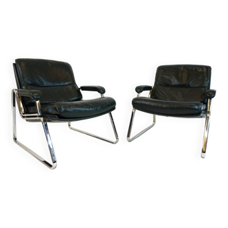 Set of 2 Drabert leather lounge chairs by Gerd Lange