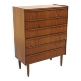 Scandinavian "tallboy" chest of drawers in teak, Denmark, 1960.