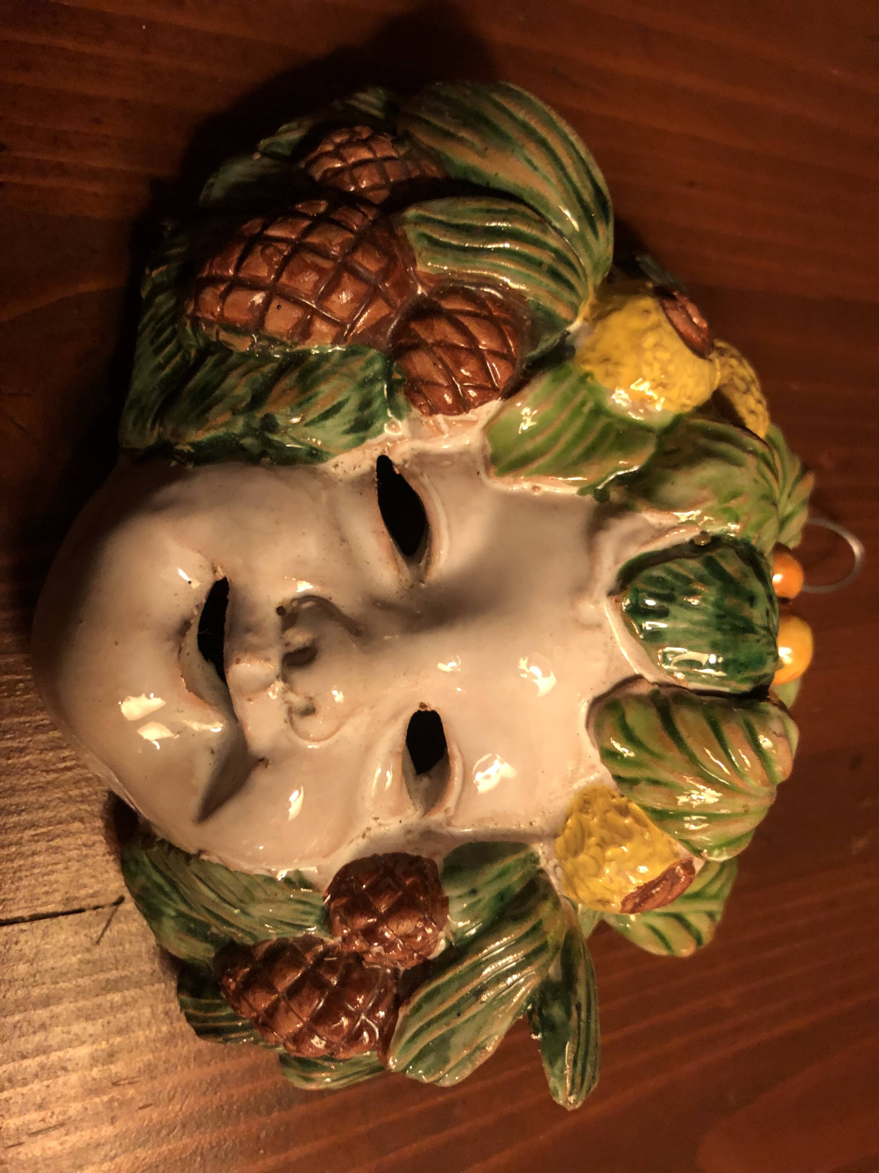 Set of 4 bacchus masks four seasons italy ceramic