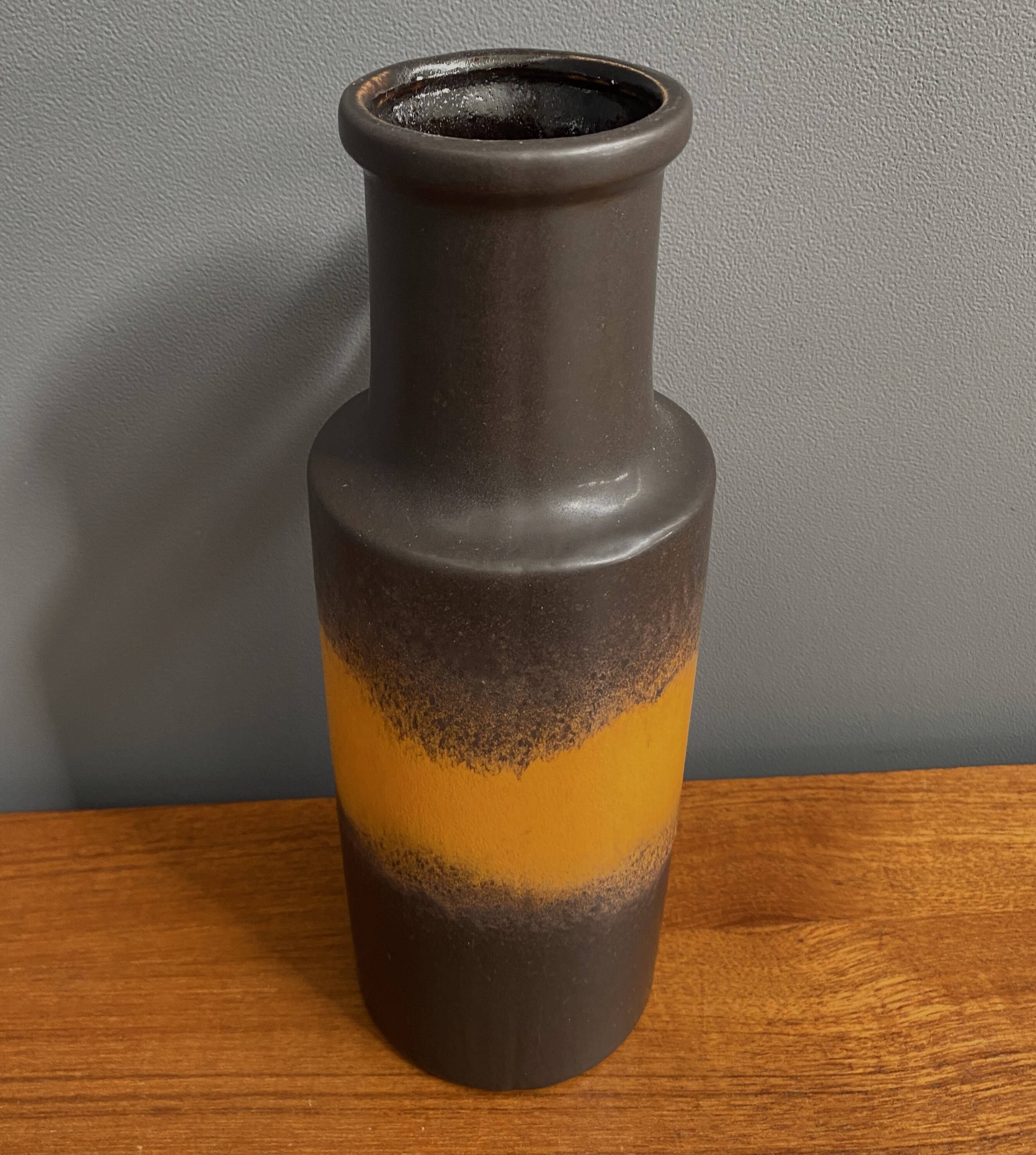 vase marron et orange Allemagne de l'Ouest Scheurich modèle 401-28 années 1970