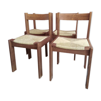 4 wood and rope chairs