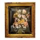 Old frame curved glass square dried flowers and fabric