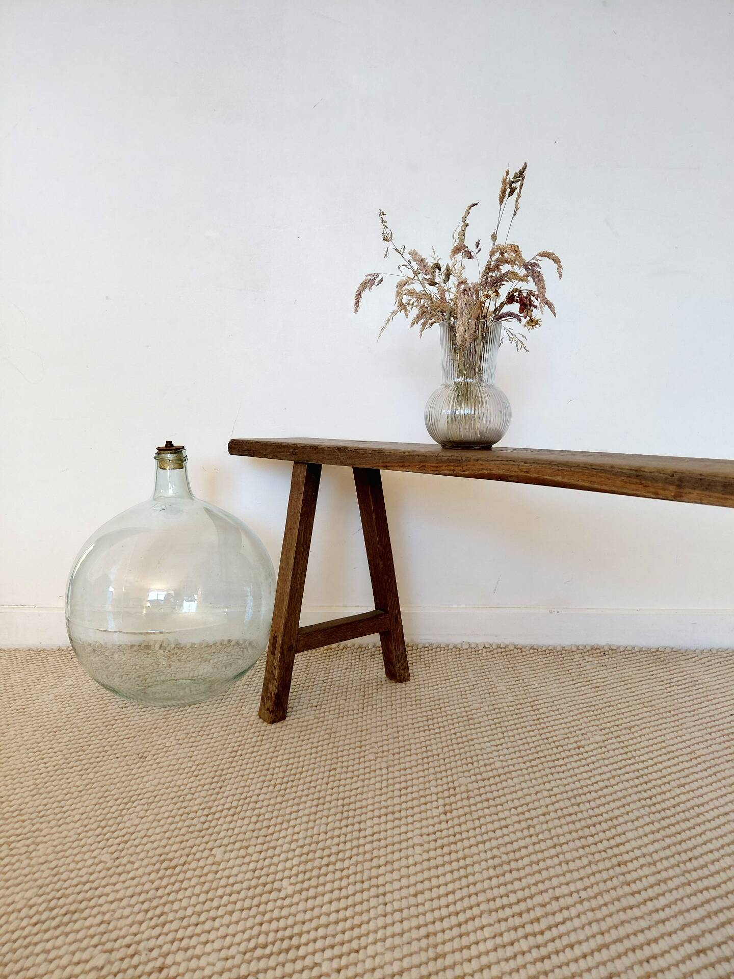 Large raw workshop bench with dowels - wabi-sabi spirit 175 cm