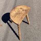 Pair of tripod farm stools in turned wood