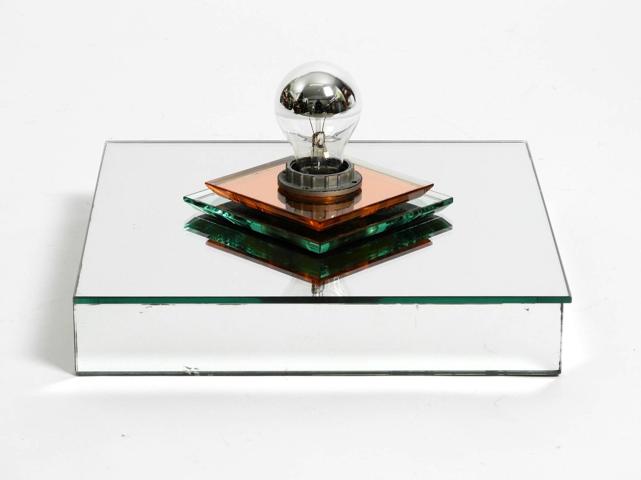 Stunning  large 1980s Italian mirror ceiling lamp in Postmodern design