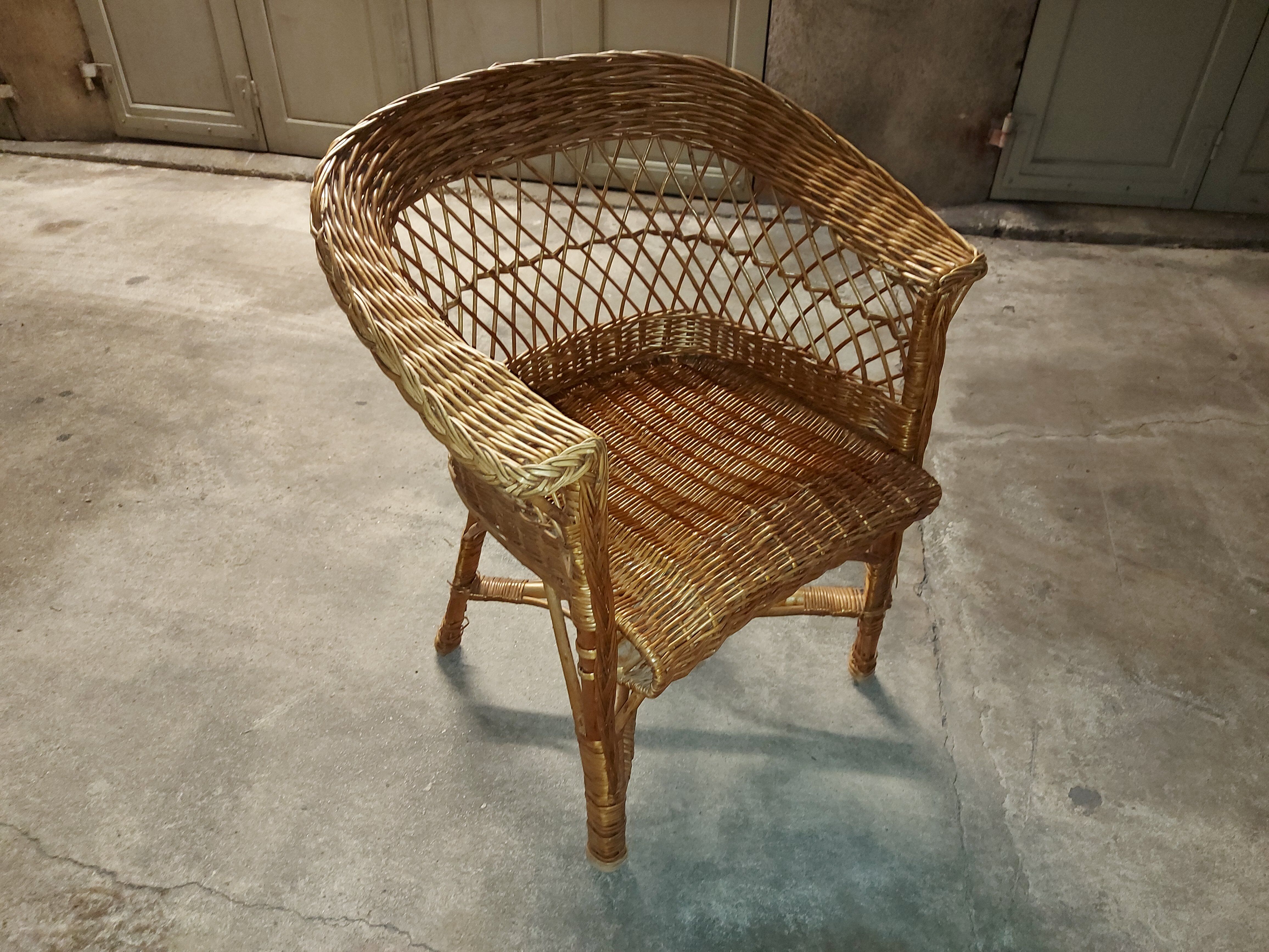 Fauteuil en rotin vintage