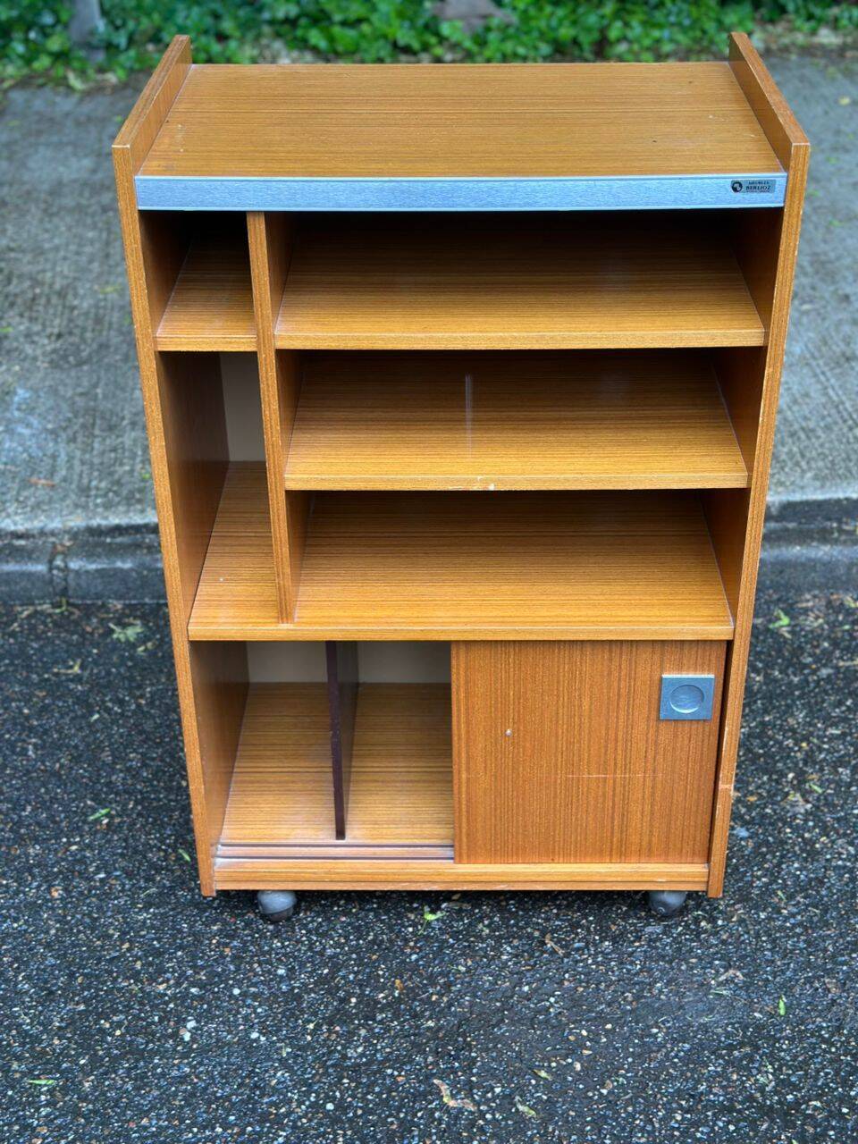 Berlioz 1970 storage cabinet on wheels in oak
