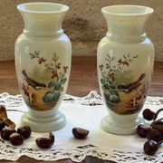 Pair of 19th century opaline glass vases signed