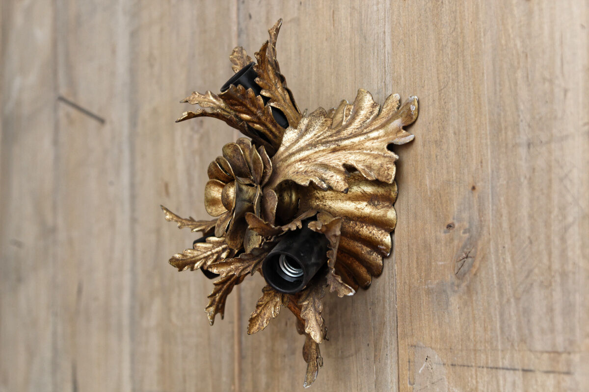 Vintage wall lamp, golden metal