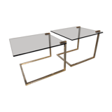Ronald Schmitt trundle tables, glass and metal, 70s/80s