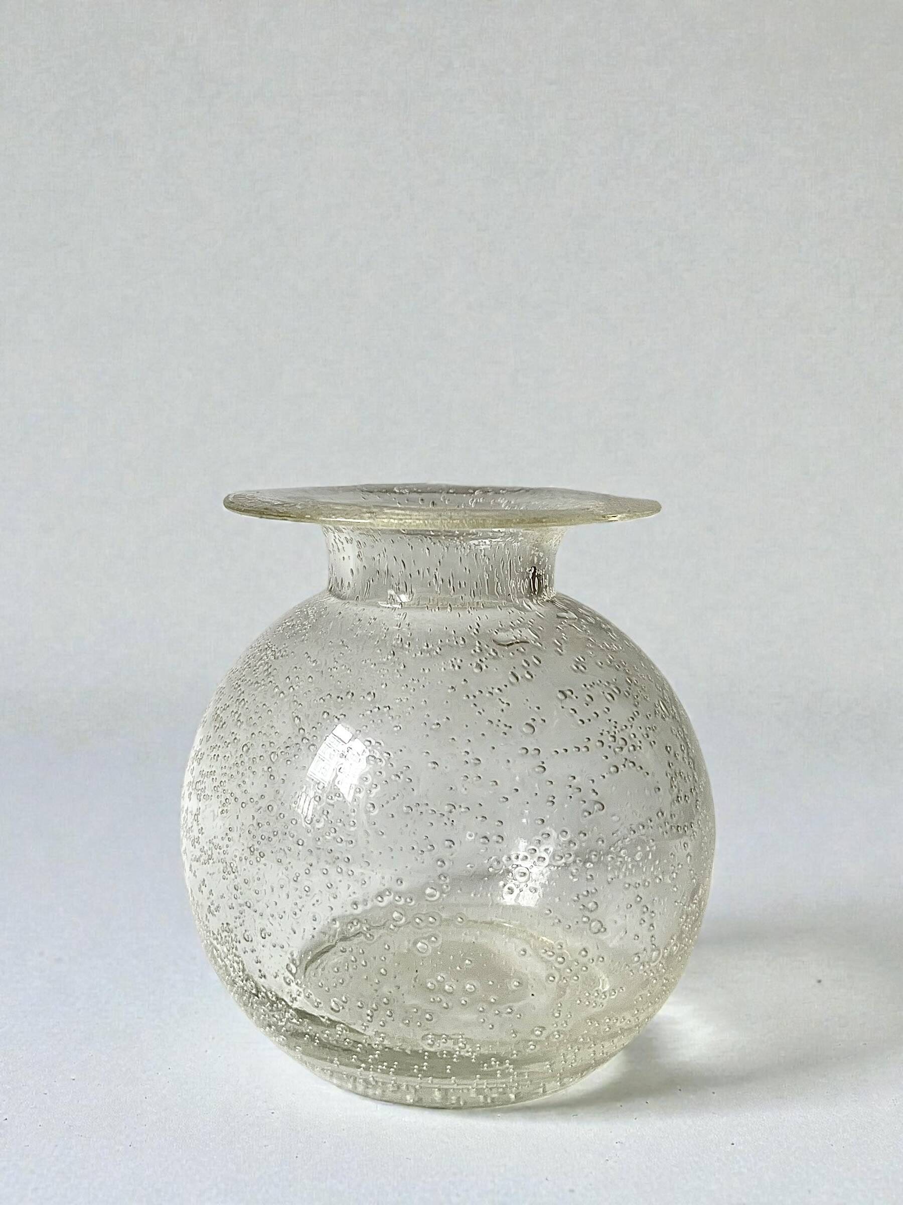Blown glass vase with bubbles from Biot, France 1970