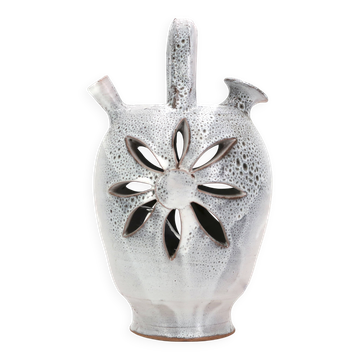 Ceramic lamp from Vallauris with cut-out flower, 1960s