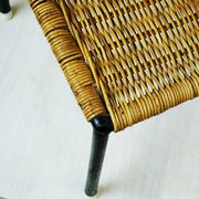 Black steel and wicker side table by Carl Auböck, mid-century.