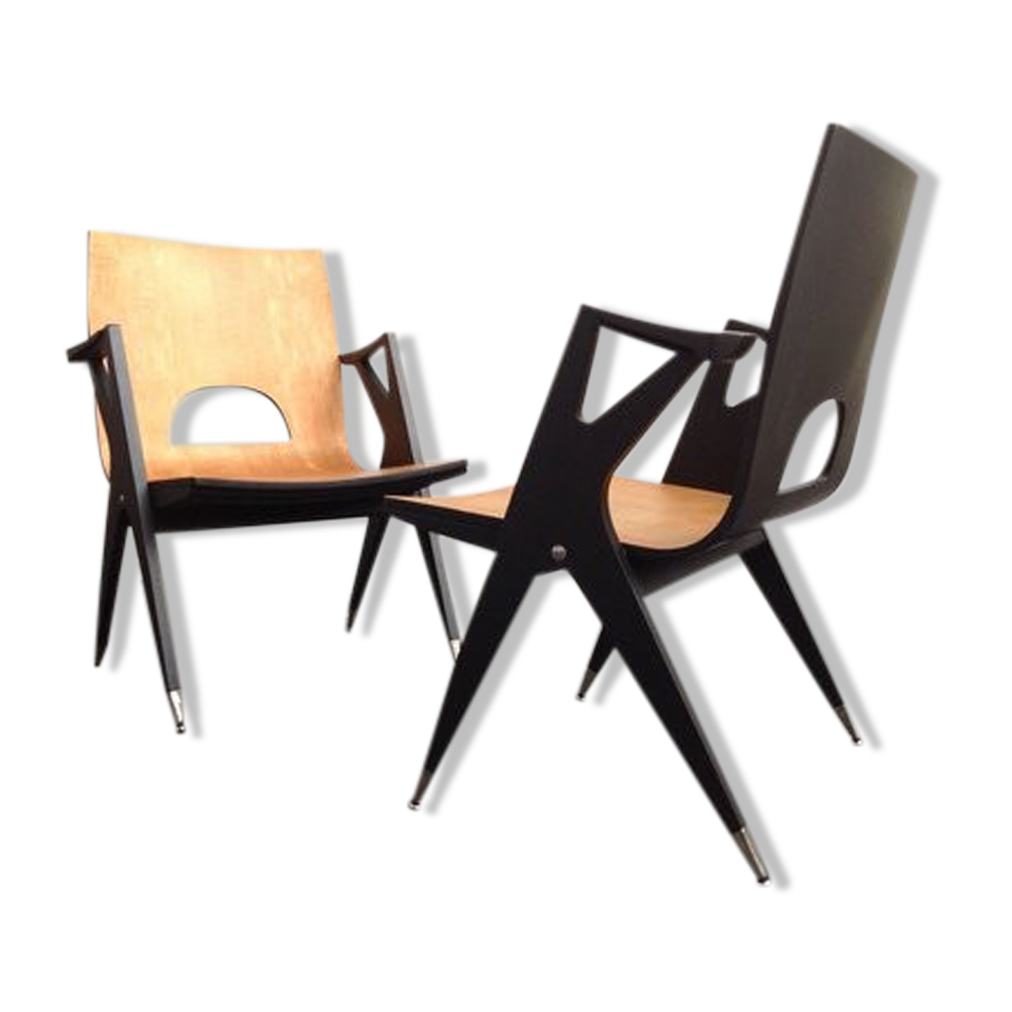 Set of 2 armchairs by Malatesta and Mason, 1950s