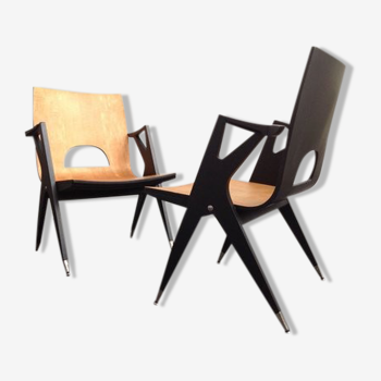 Set de 2 fauteuils de Malatesta et Mason, 1950s