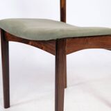 Ensemble de 12 chaises de salle à manger en palissandre et tissu vert