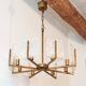 1960 vintage brass chandelier - glass