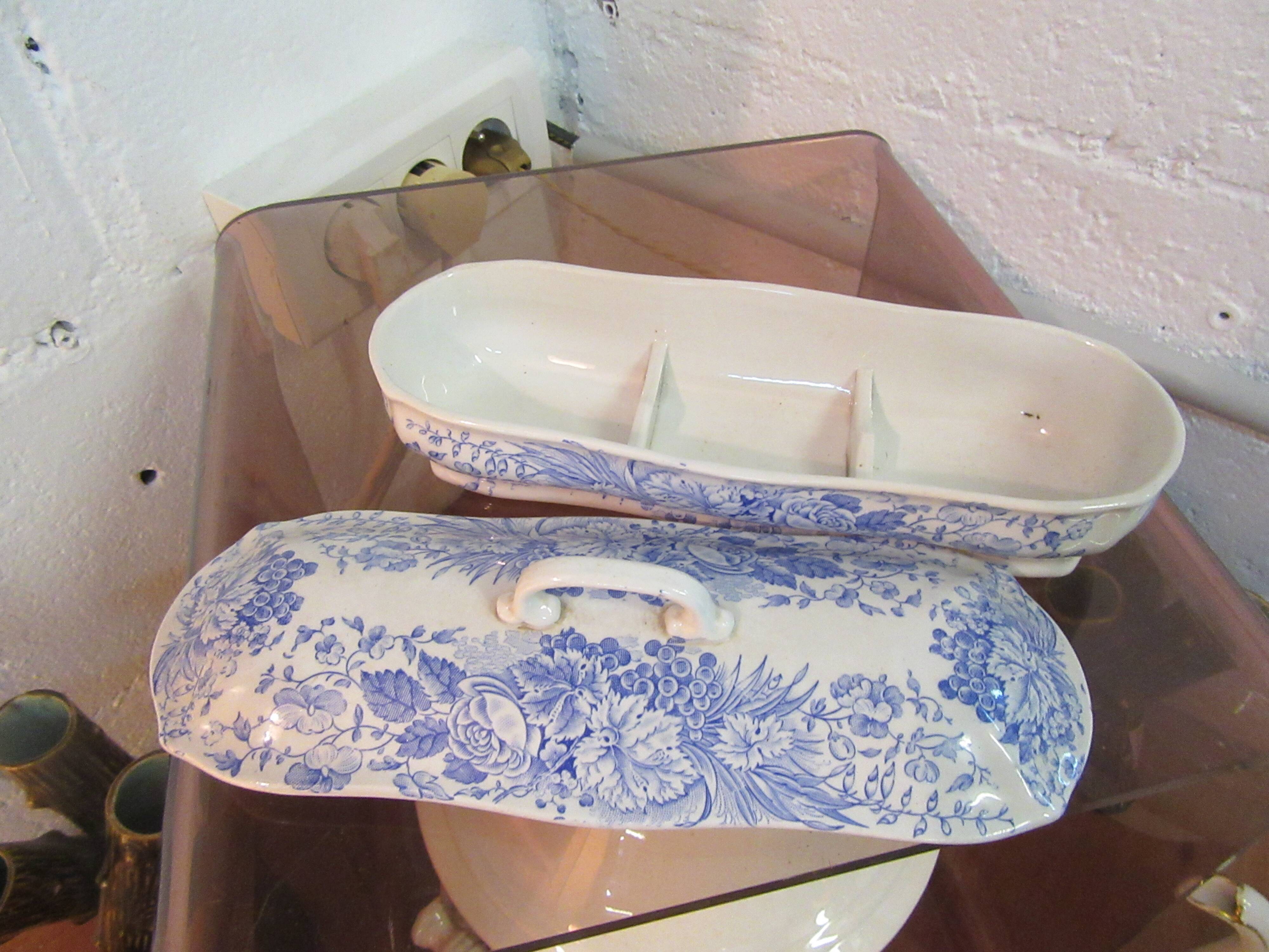 Porte savon en faience bleu de sarreguemines