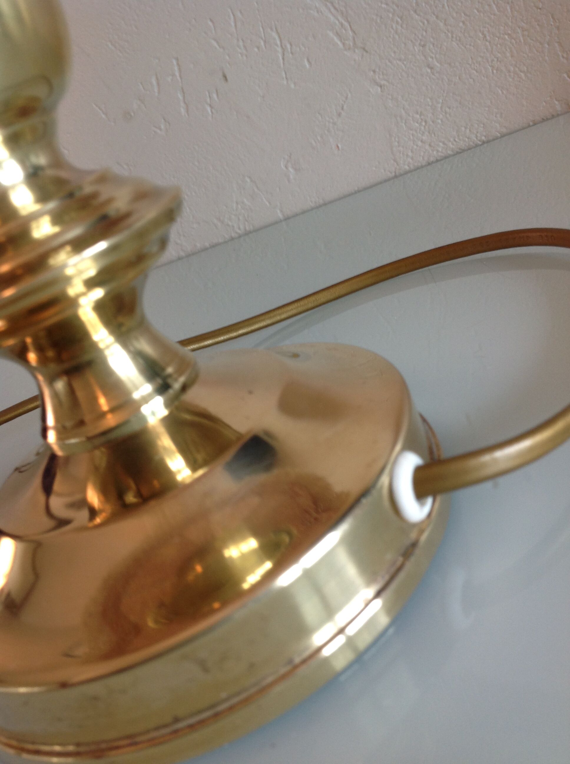 Brass bedside lamp and pink/vintage lampshade 60s-70s