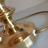 Brass bedside lamp and pink/vintage lampshade 60s-70s