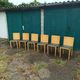 6 old wooden chairs skaï imitation leather punt mobles vintage
