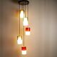Hanging lamp with five elements in white opaline glass and coloured Murano glass by Putzler Pelill Production, 1960s.