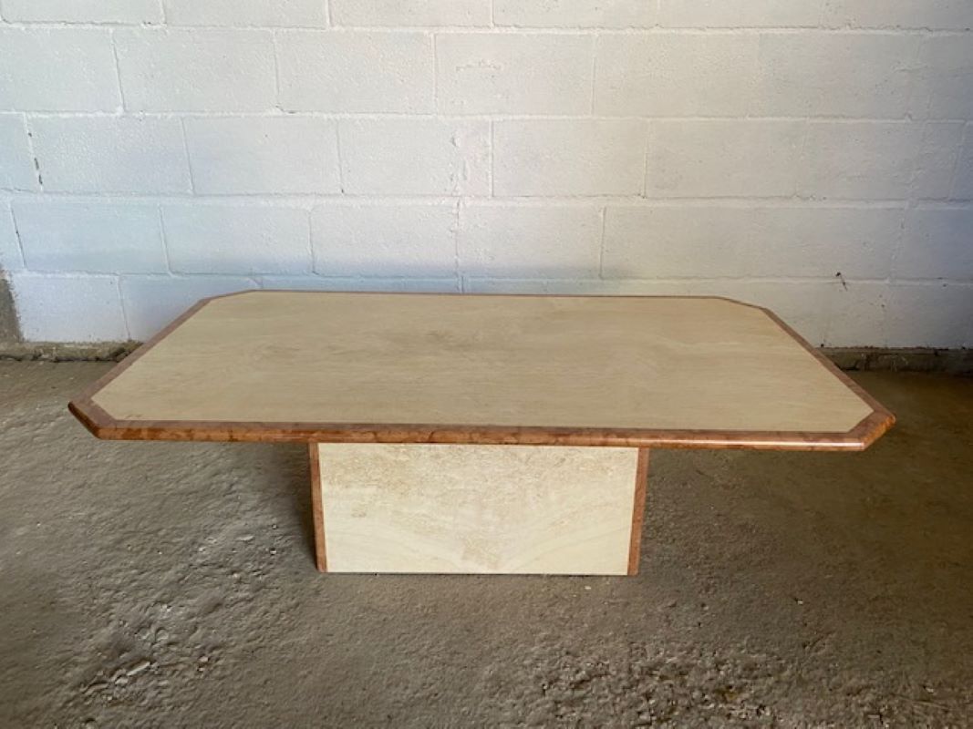 Travertine coffee table vintage marble 70s