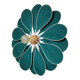 Emerald green rattan and linen flower wall light with 16 petals