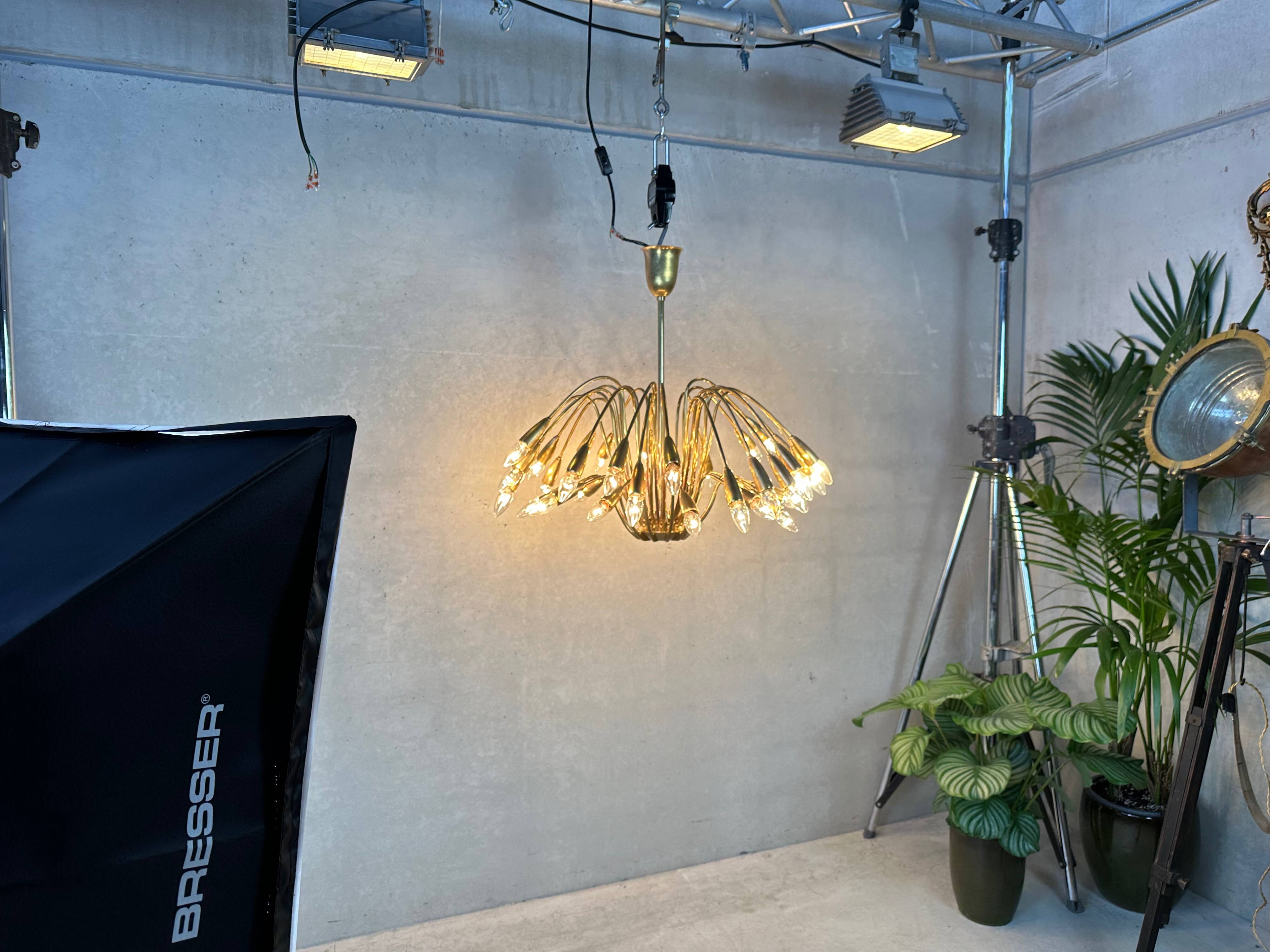 Vintage brass Italian sputnik chandelier