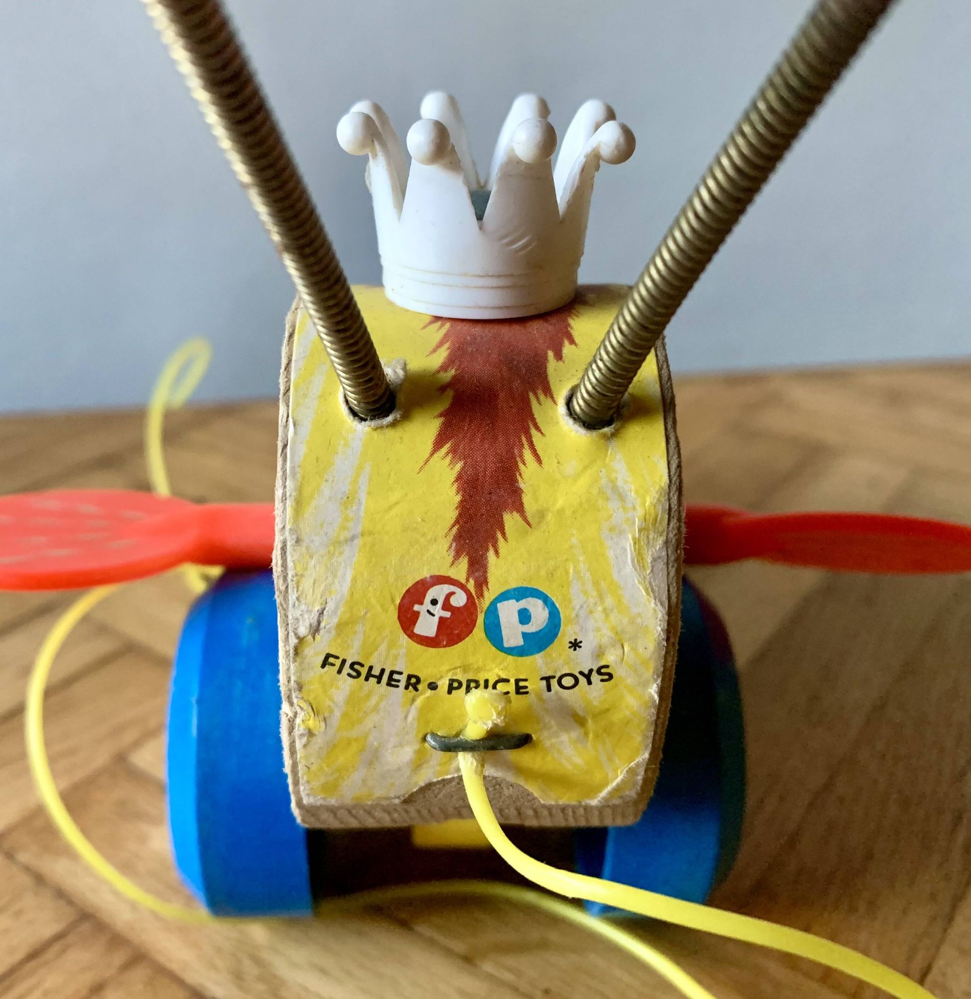 Fisher-Price Wooden Pull-Along Toy - Queen Buzzy Bee - 1960