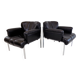 Set of 2 Girsberger Eurochair leather armchairs