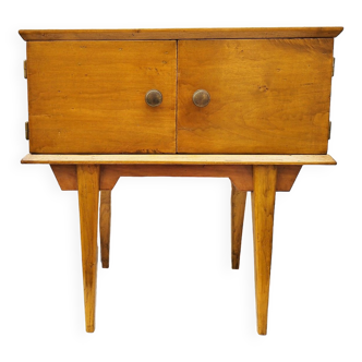 Bedside table varnished wood design 60's vintage