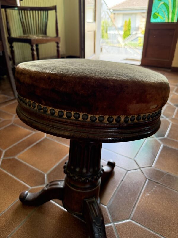 Tabouret de piano / tabouret pivotant en bois massif