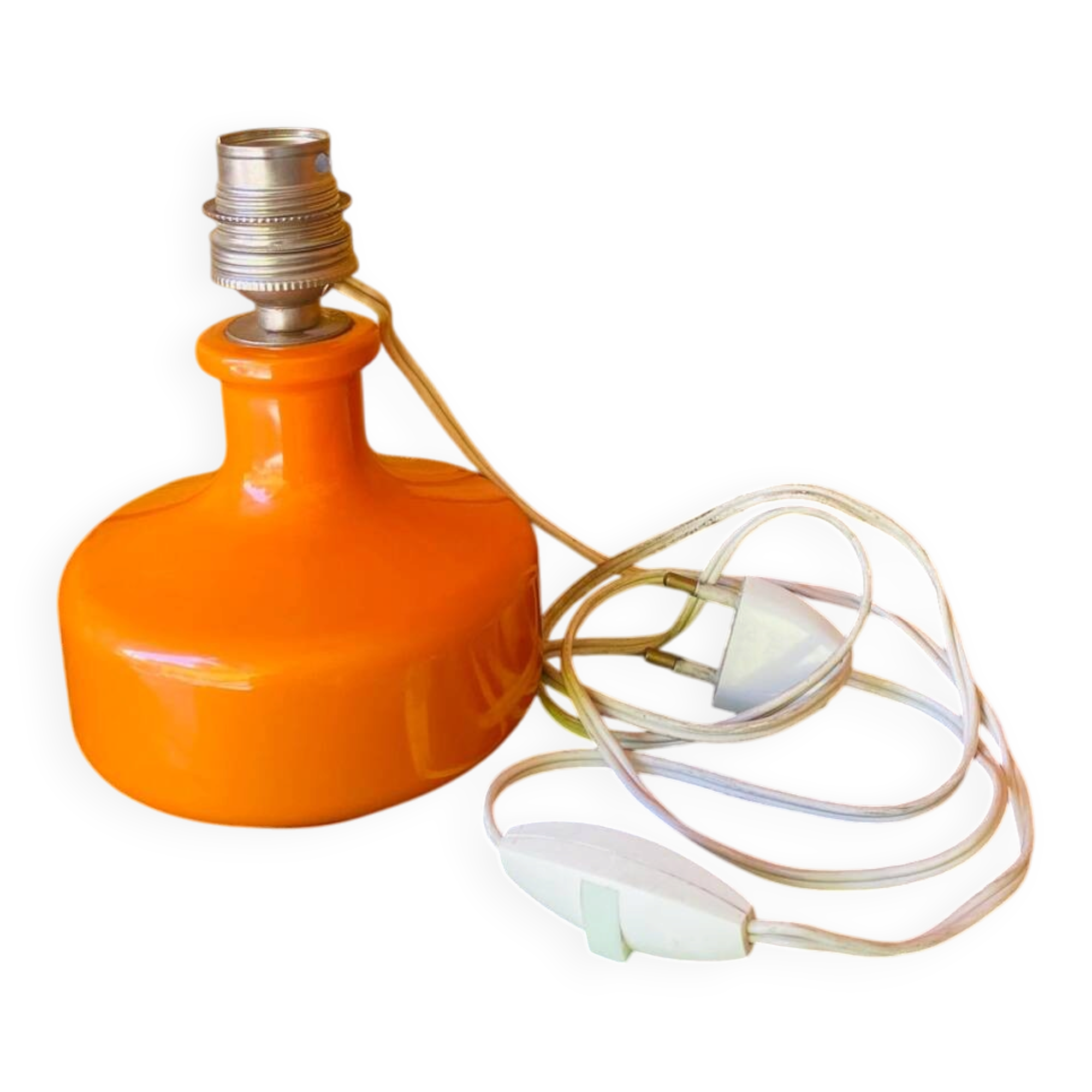 Vintage orange ceramic lamp base